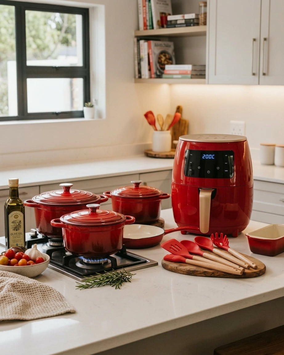 Combo - 6L airfryer, 7Pc Cast Iron and 12 Pc Silicon Spoons