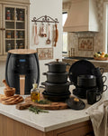 Combo- 6L Airfyer, 7 Pc Cast Iron Post and 16 pc Dinner Set