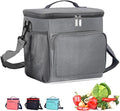 arge Insulated Lunch Bags for Men and Women, Waterproof Reusable Picnic Bag with Detachable Adjustable Shoulder Straps, Lightweight Leakproof Pack for Work/Picnic/School (Grey)