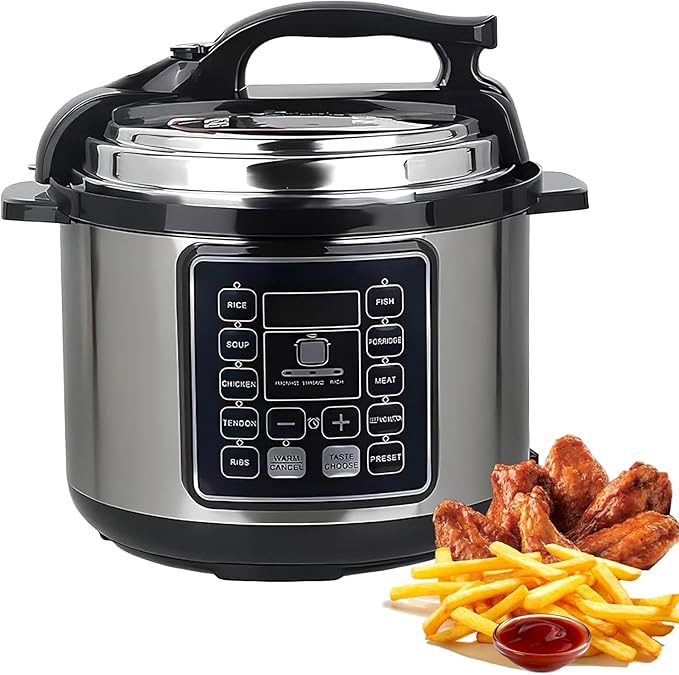 Chefs Choice 6L Electric Pressure Cooker – Multi Cooker with LED Display | Slow Cooker, Rice Cooker, Steamer, Food Warmer | Non-Stick Inner Pot, Touch Controls, Timer | Stainless Steel