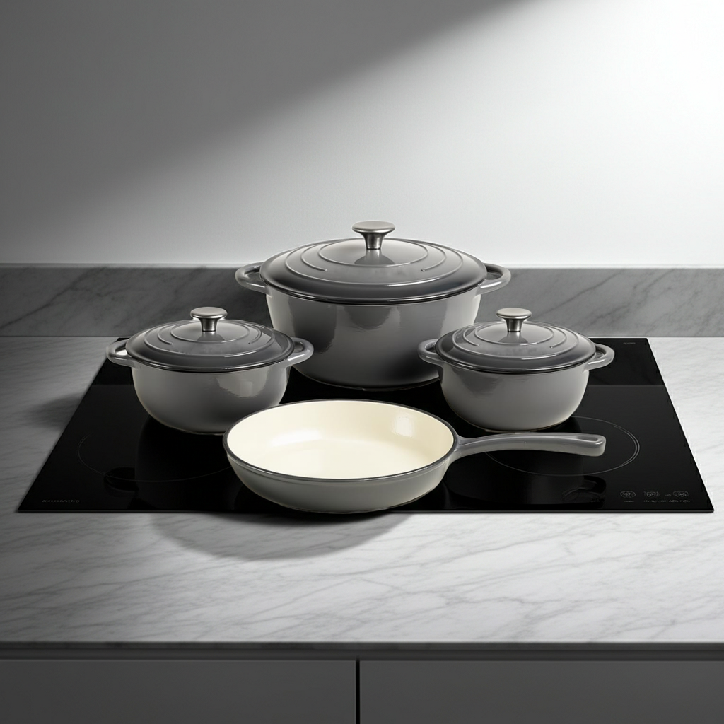 7-Piece Heavy Cast Iron Cookware Set – Enamel Coated, Induction Ready