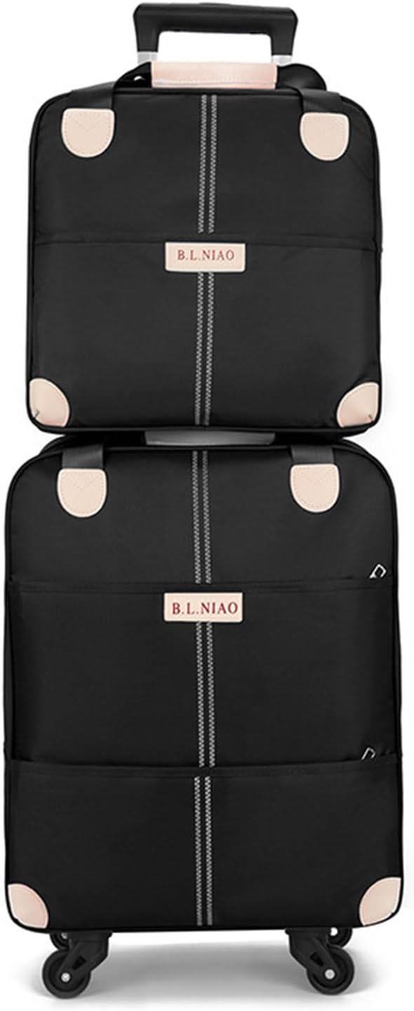 Softside Carry On Luggage Set with Duffel Bag – Spinner Wheels, Black