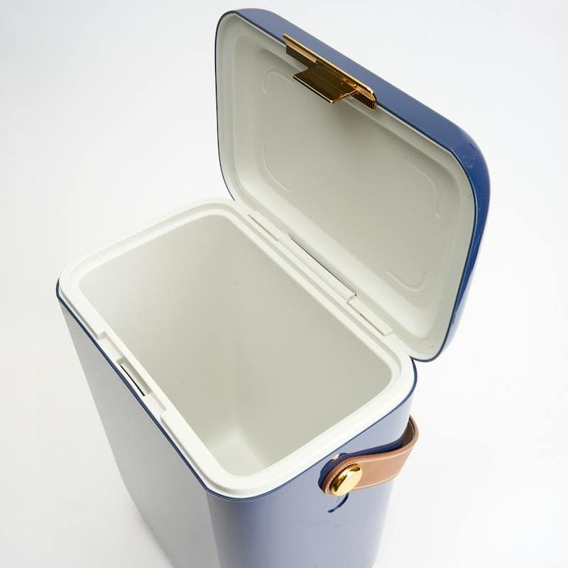 Cooler Box with Leather Carry Strap, Cream