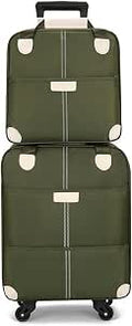 Softside Upright Carry On Luggage Set with Duffel Bag, Lightweight Suitcase with Spinner Wheels for Business and Travel, Green