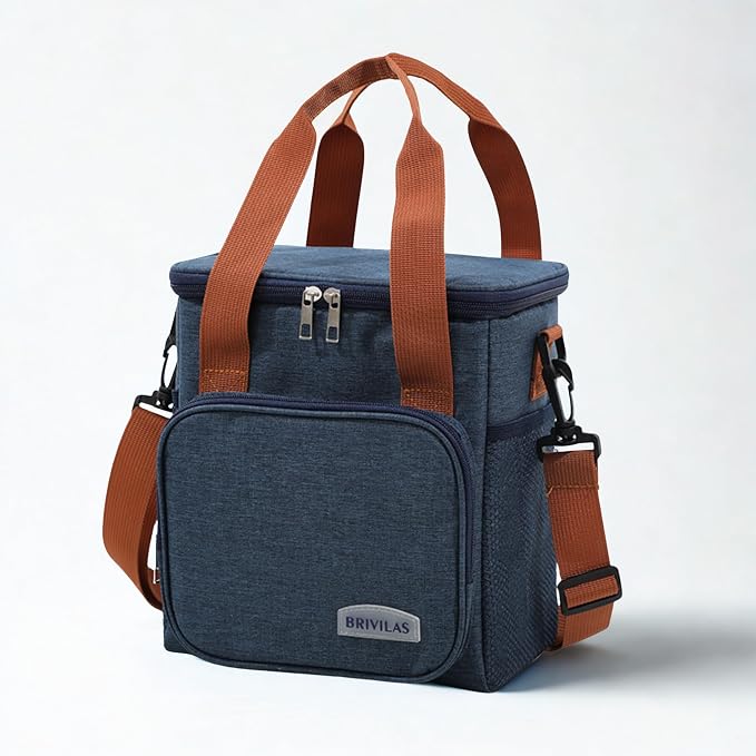 Lith Insulated Lunch Cooler Bag – Waterproof Thermal Lunch Tote with Strap – Hot & Cold Food Storage – Portable & Leakproof for Work, Travel, School, Picnic – 21 x 14.5 x 24 cm (Navy)