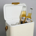 Cooler Box with Leather Carry Strap, Cream